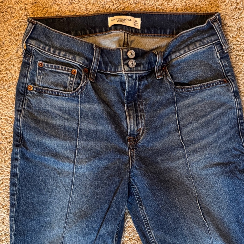Abercrombie & Fitch front seam Dark Blue 90s bootcut Jeans - Picture 3 of 5